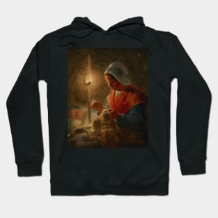 Woman Sewing by Lamplight by Jean-Francois Millet Hoodie